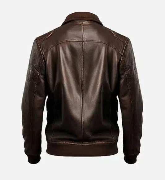 Men’s Coffee Brown Leather Biker Jacket Classic Moto Style Outerwear