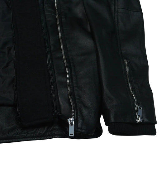 Women's Leather Motorcycle Jacket with Hoodie