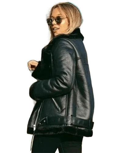 The Glacier Empress, Womens Shearling Leather Coat with Bold Warmth