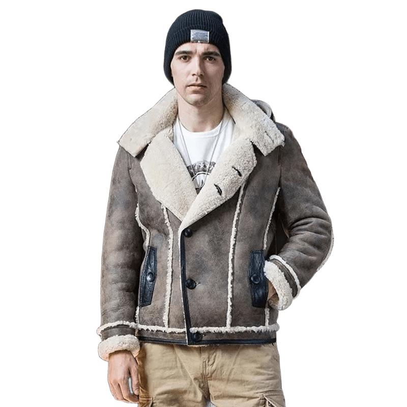Blizzard Trail B3 Bomber Shearling Hooded Sheepskin Coat for Frozen Frontiers
