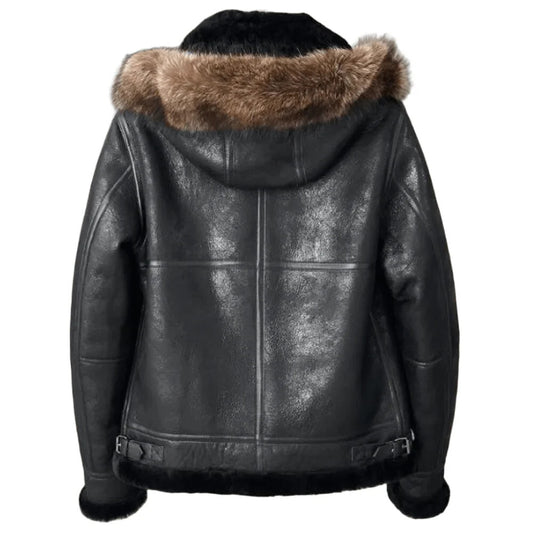 Frozen Midnight Shearling Hooded B3 Jacket for Cold-Weather Rebels