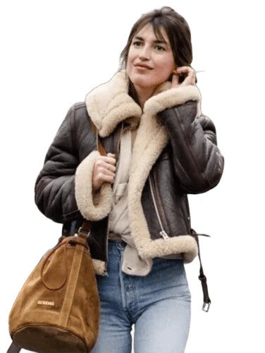 Womens Aviator RAF B3 Bomber Flying Leather Jacket Fur NJ4