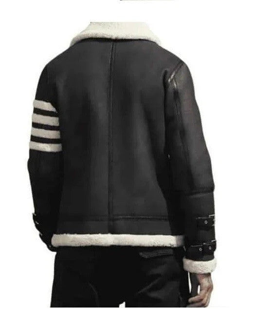 Men’s Vintage Fur-Lined Aviator Bomber Jacket Made from Real Leather