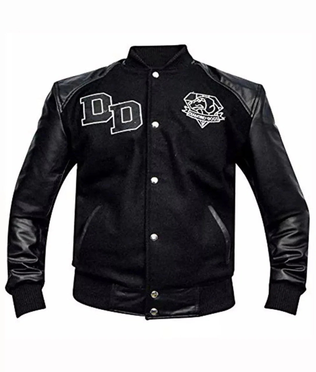 Black Diamond Dogs Metal Gear Solid Flight Bomber Varsity Mens Leather Jacket