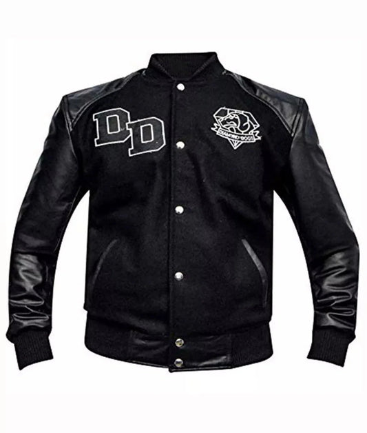 Black Diamond Dogs Metal Gear Solid Flight Bomber Varsity Mens Leather Jacket