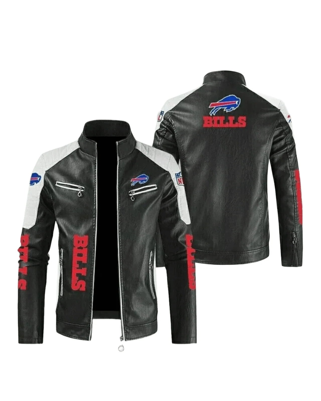 Buffalo Bills Leather Jacket Motorcycle and Fan Outerwear, Sticker Patch