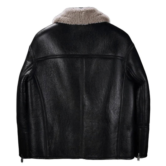 Biker’s Fury Black Leather Shearling Moto Jacket with Beast-Mode Warmth