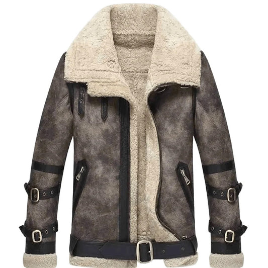 Airborne Valor Sheepskin B3 Bomber Leather Jacket for Men, Pilot-Inspired