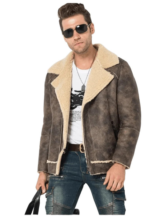 Mens Casual Sheepskin Fur Leather Jacket Soft, Warm and Effortlessly Stylish