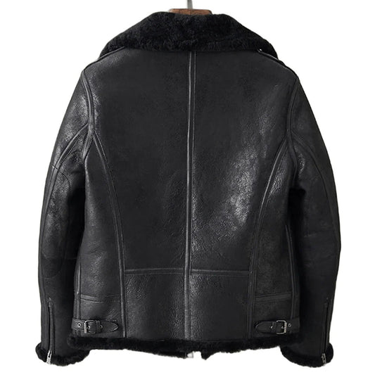 Blackout B3 Shearling Bomber Jacket for Men, Night-Ready Leather Flight Coat