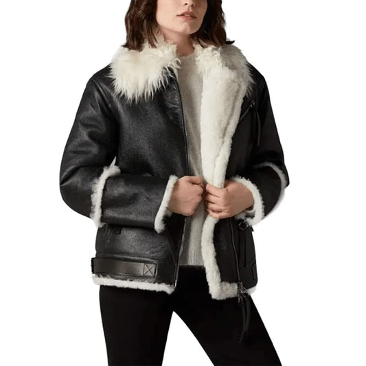 Women’s B3 Aviator Jacket Black Stylish Winter Coat