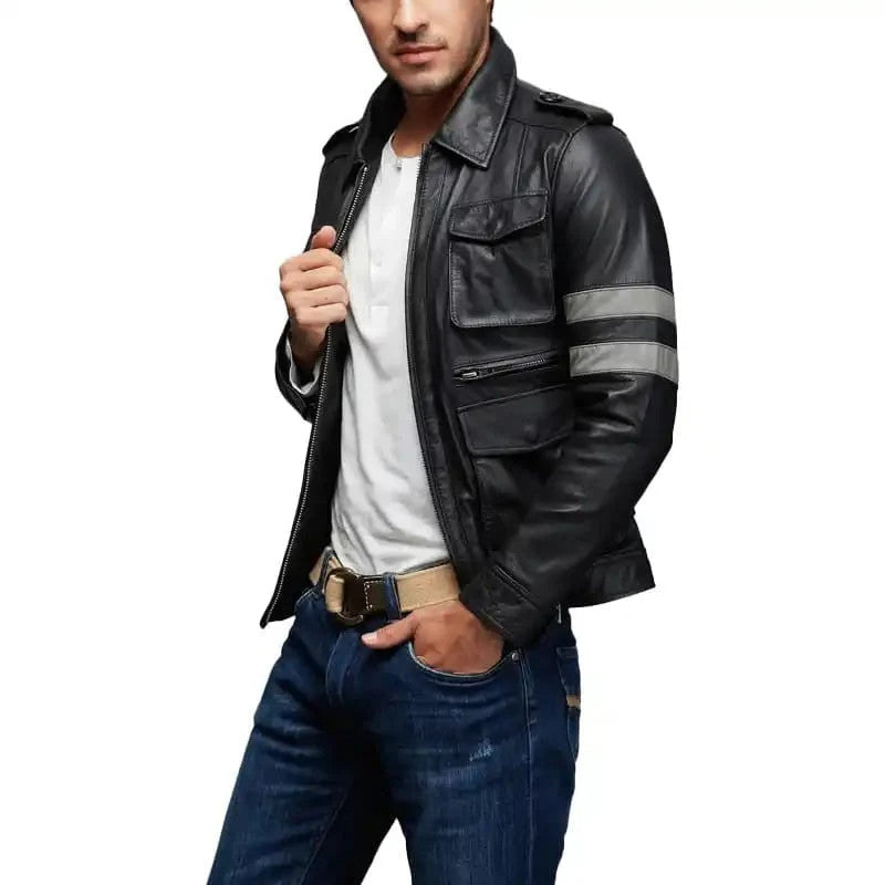 Leon Kennedy Style Jacket, Dark Leather Edition from RE6 Universe