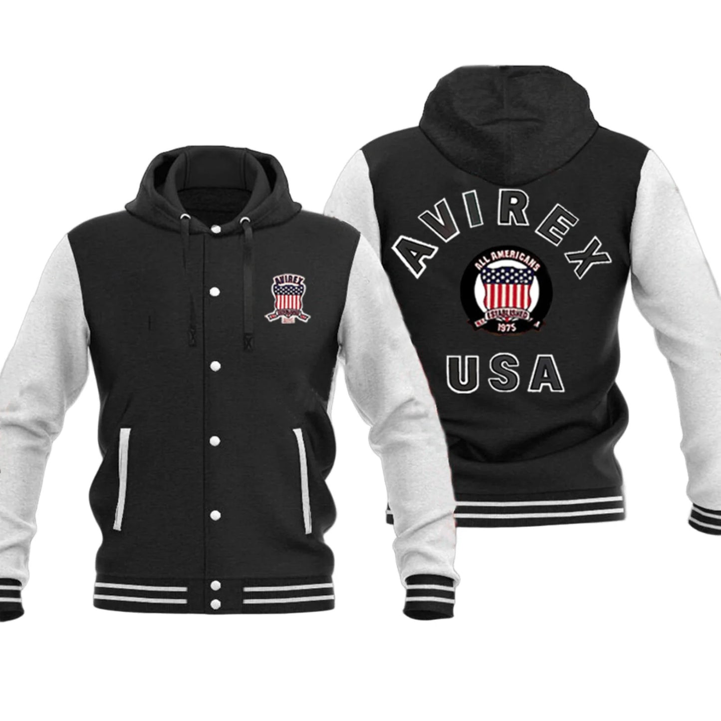 Avirex Legend Varsity Mens Hooded Leather Bomber Jacket Moto-Street Icon