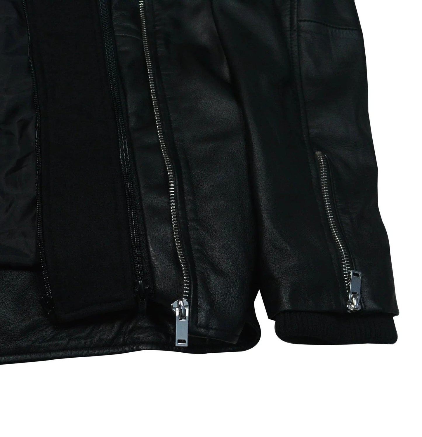 Women's Leather Motorcycle Jacket with Hoodie