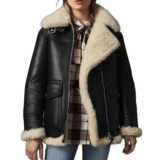 Elegant Black Fur Jacket for Women Cozy Warm Winter Coat, Stylish Outerwear