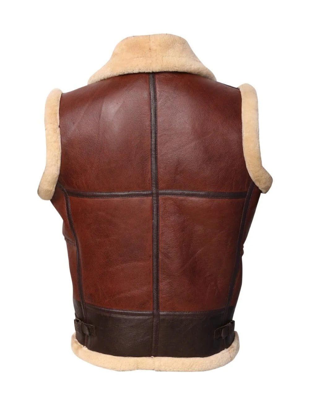 Mens Leather Vest Western Cowboy Style with Fur Collar and Rustic Charm