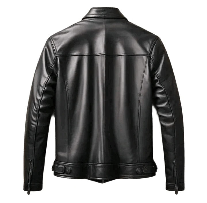 Black Brando Leather Jacket Mens Classic Biker Slim Fit Retro Style