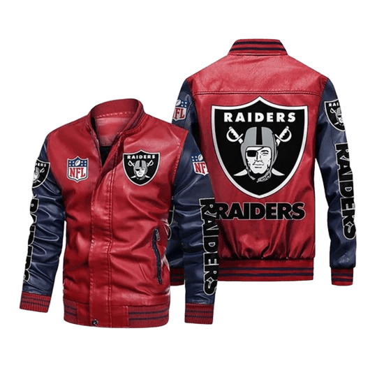 Las Vegas Raiders Varsity Leather Jacket, Bomber Fit with Iconic Sticker Patches