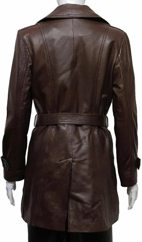 Womens Fashion Trench Coat 3/4 Length with Tie Belt and Oldbury Flair