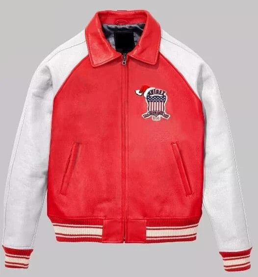 Mens Red Avirex ICON Real Leather Bomber Jacket American Flight Leather Jacket