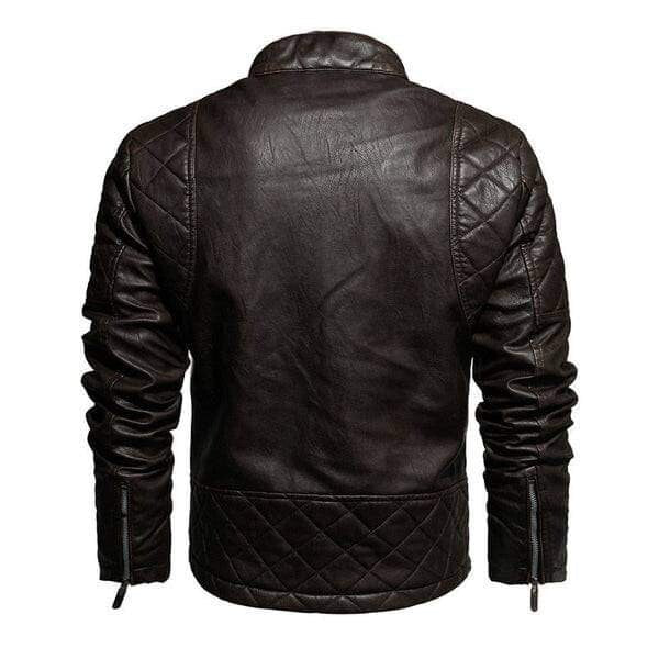 Men’s Leather Winter Jacket Stand Collar, Modern Fit