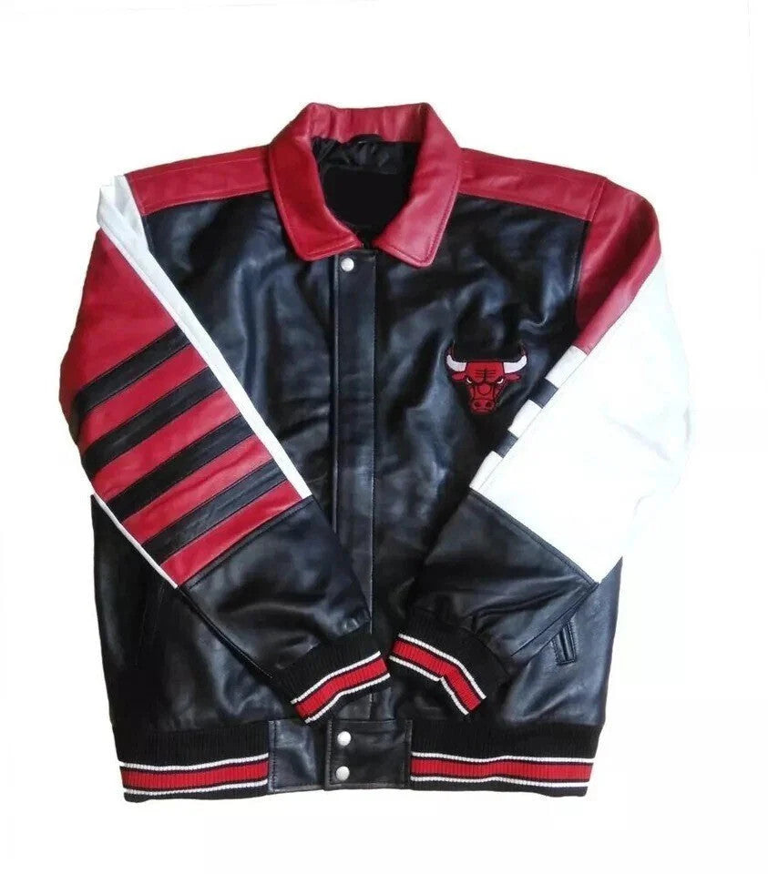 Chicago Bulls NBA Fan Varsity Real Leather Jacket For Men