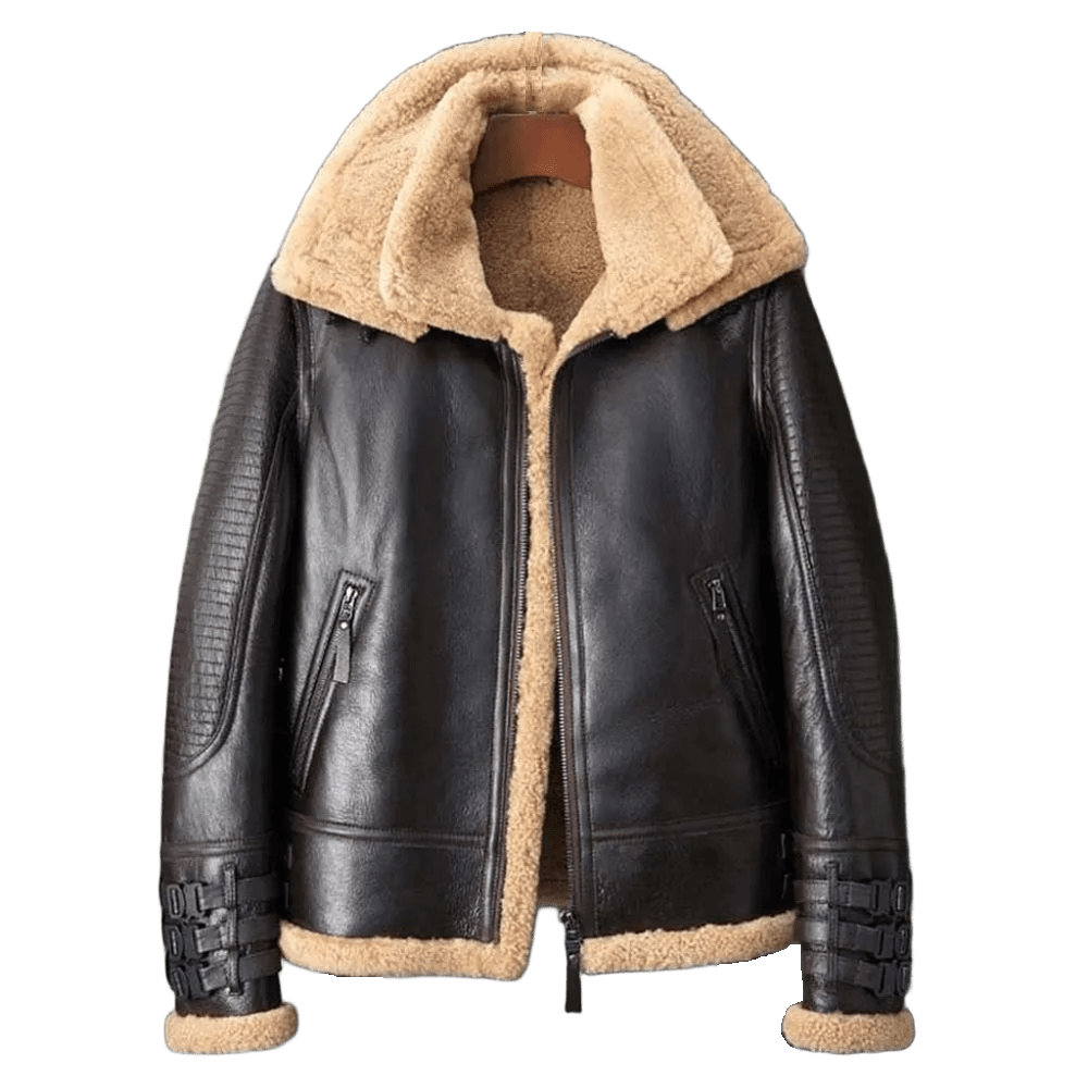 Inferno Hide Mens Shearling Bomber Jacket, Leather and Fur, Winter Armor