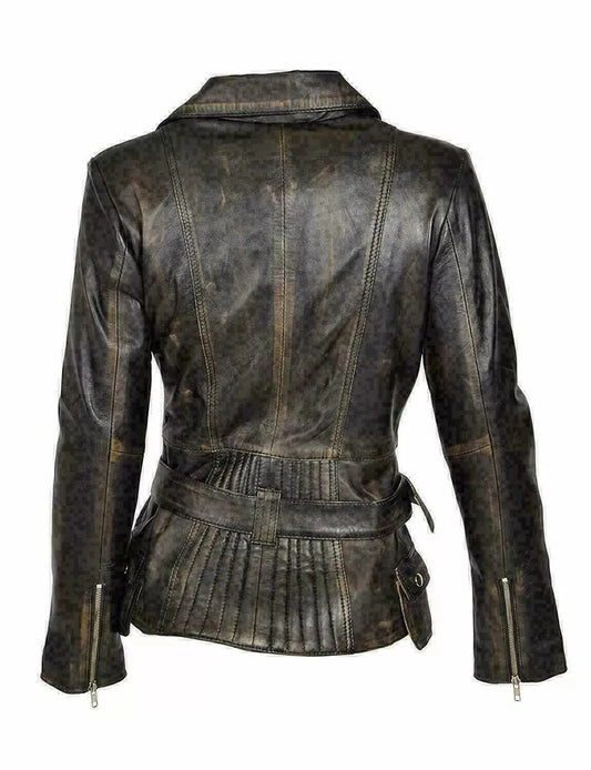 Handmade Womens Soft Real Leather Motorcycle Slim Fit Biker Jacket
