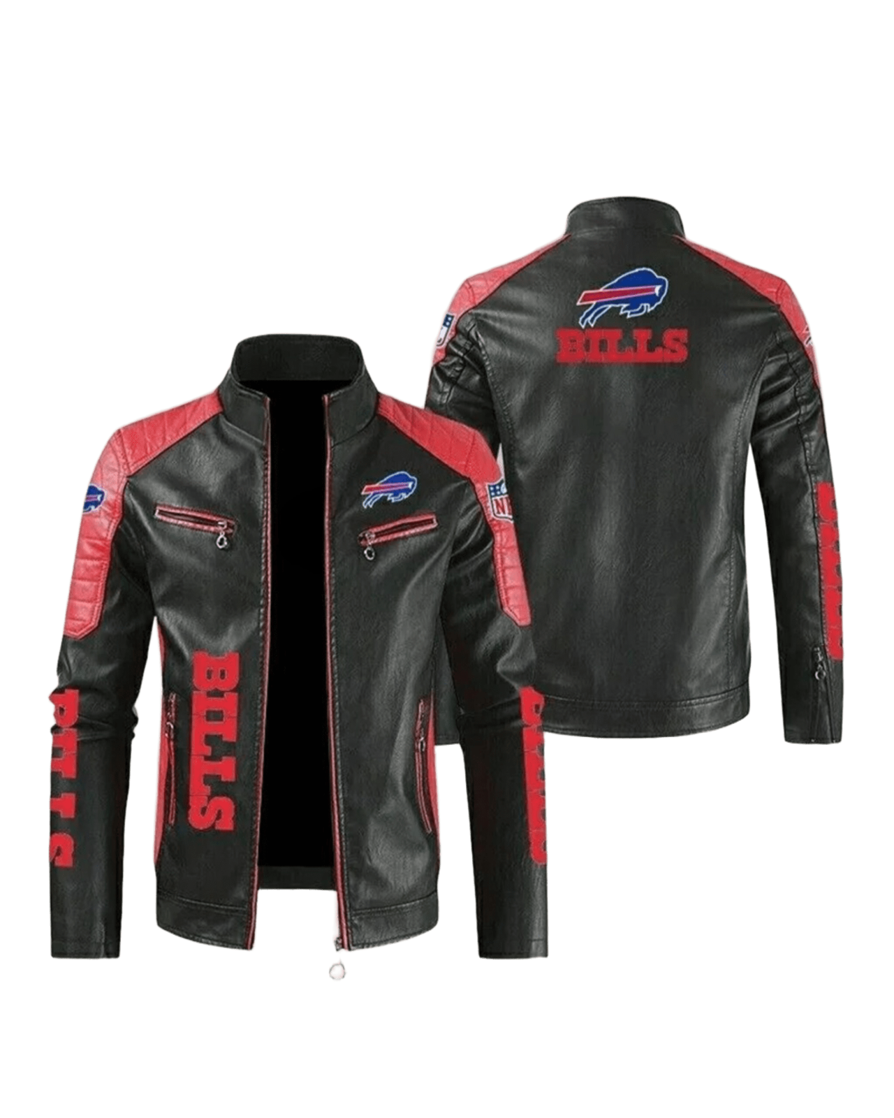Buffalo Bills Leather Jacket Motorcycle and Fan Outerwear, Sticker Patch