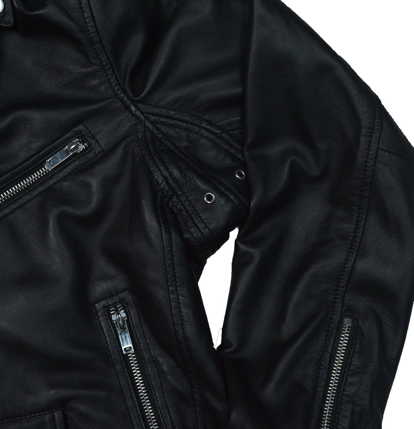 Women's Leather Motorcycle Jacket with Hoodie