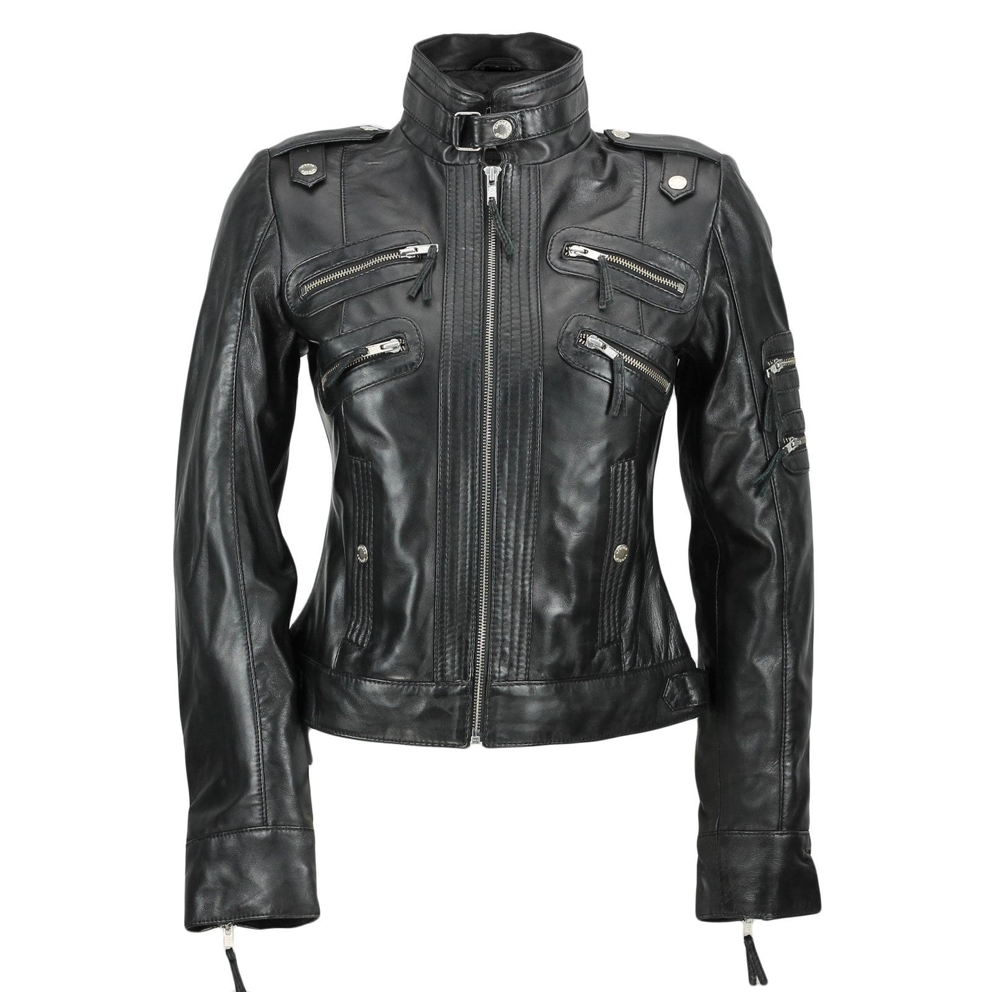 Moto Belle Womens Leather Jacket, Slim Fit, Soft Zip