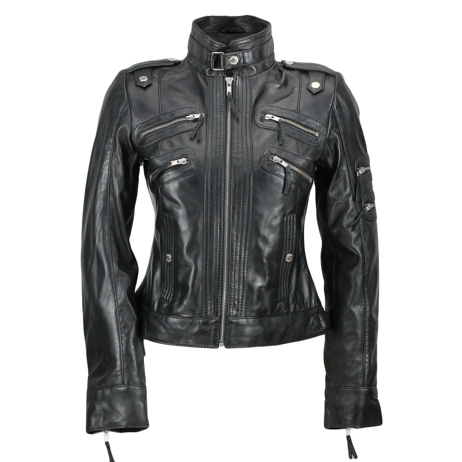 Moto Belle Womens Leather Jacket, Slim Fit, Soft Zip