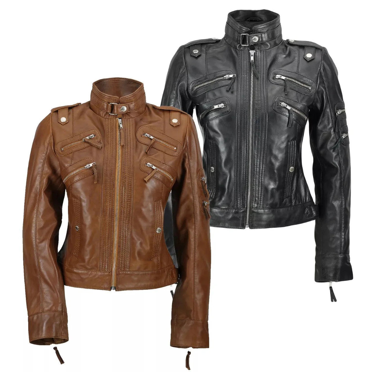 Moto Belle Womens Leather Jacket, Slim Fit, Soft Zip