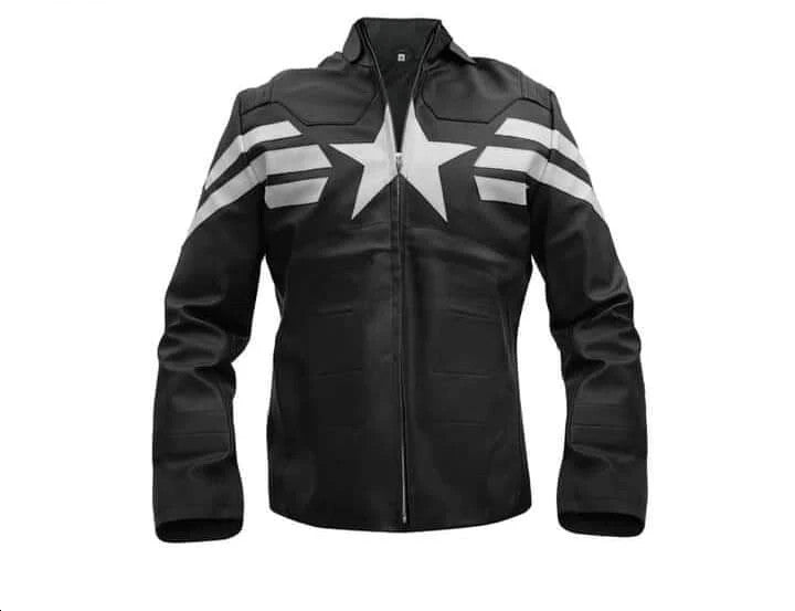 Captain America Winter Soldier Leather Jacket, Superhero Biker Style