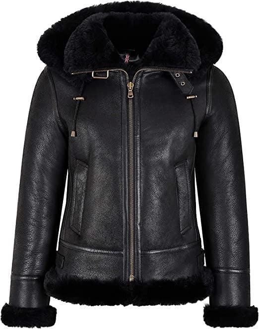 Cloud Nine Comfort Womens Classic Aviator Bomber with Cozy Shearling Hood