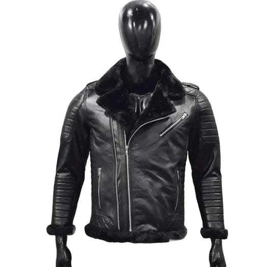 Genuine Leather Mens Biker Style Black Slimfit Classic Jacket