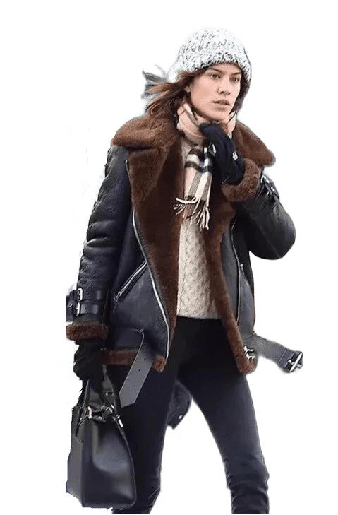 Women B3 Bomber RAF Aviator Flying Shearling Fur Real Leather Jacket Coat