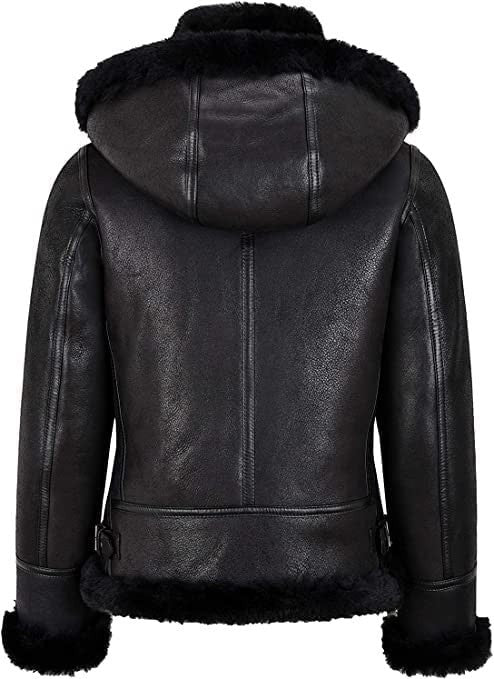 Cloud Nine Comfort Womens Classic Aviator Bomber with Cozy Shearling Hood