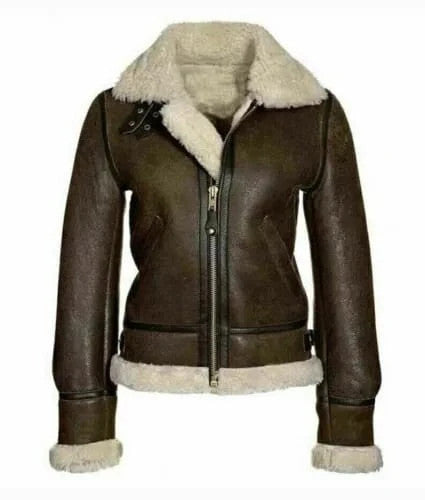 B3 Bomber Distressed Brown Aviator, Women Leather Jacket