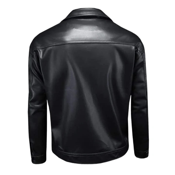 Mens Black Leather Blazer Jacket Vintage Biker Motorcycle Bomber Coat