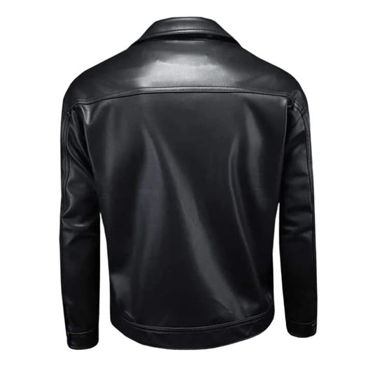 Mens Black Leather Blazer Jacket Vintage Biker Motorcycle Bomber Coat