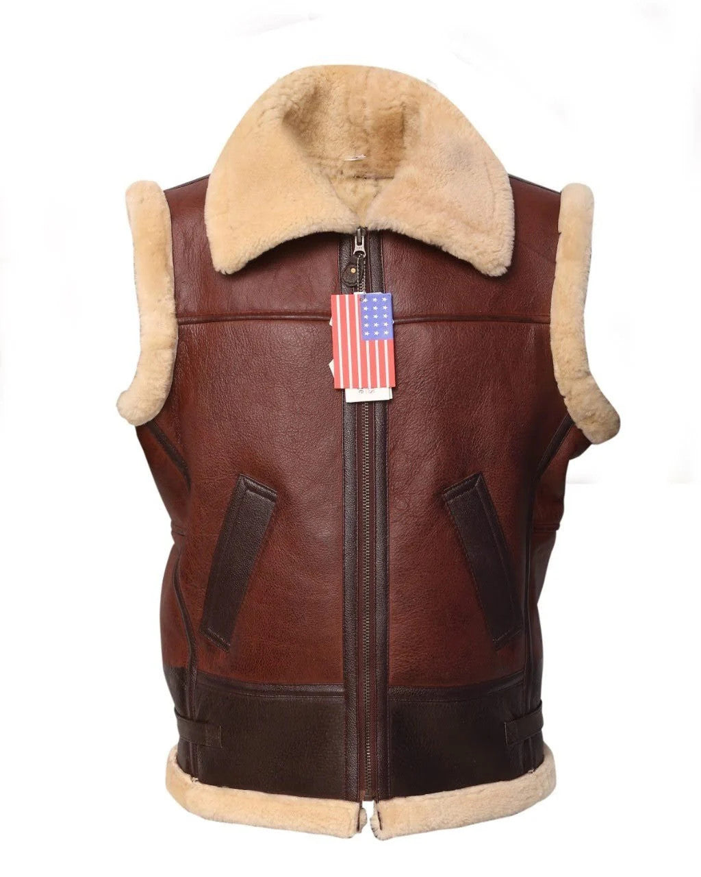Mens Leather Vest Western Cowboy Style with Fur Collar and Rustic Charm