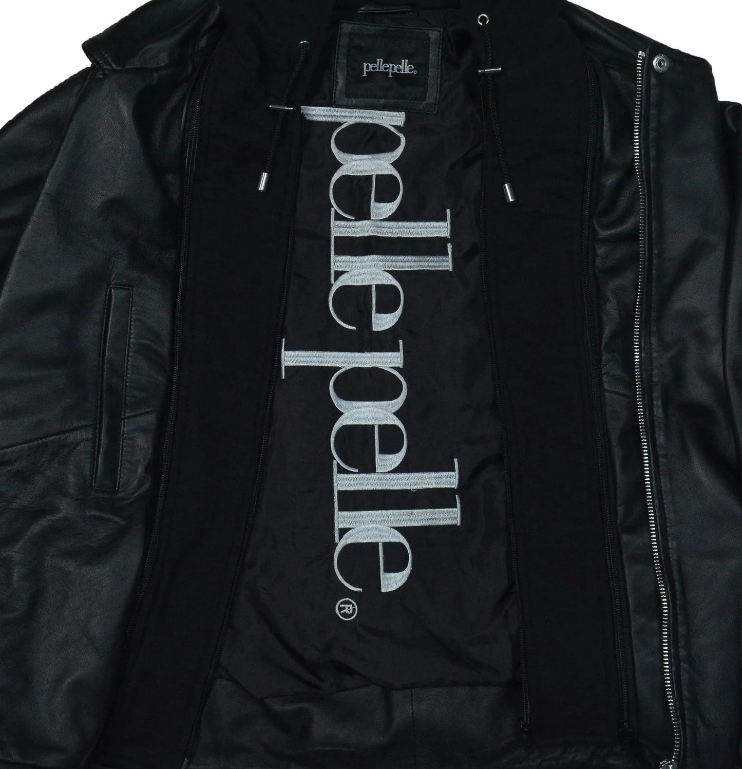 Women's Leather Motorcycle Jacket with Hoodie