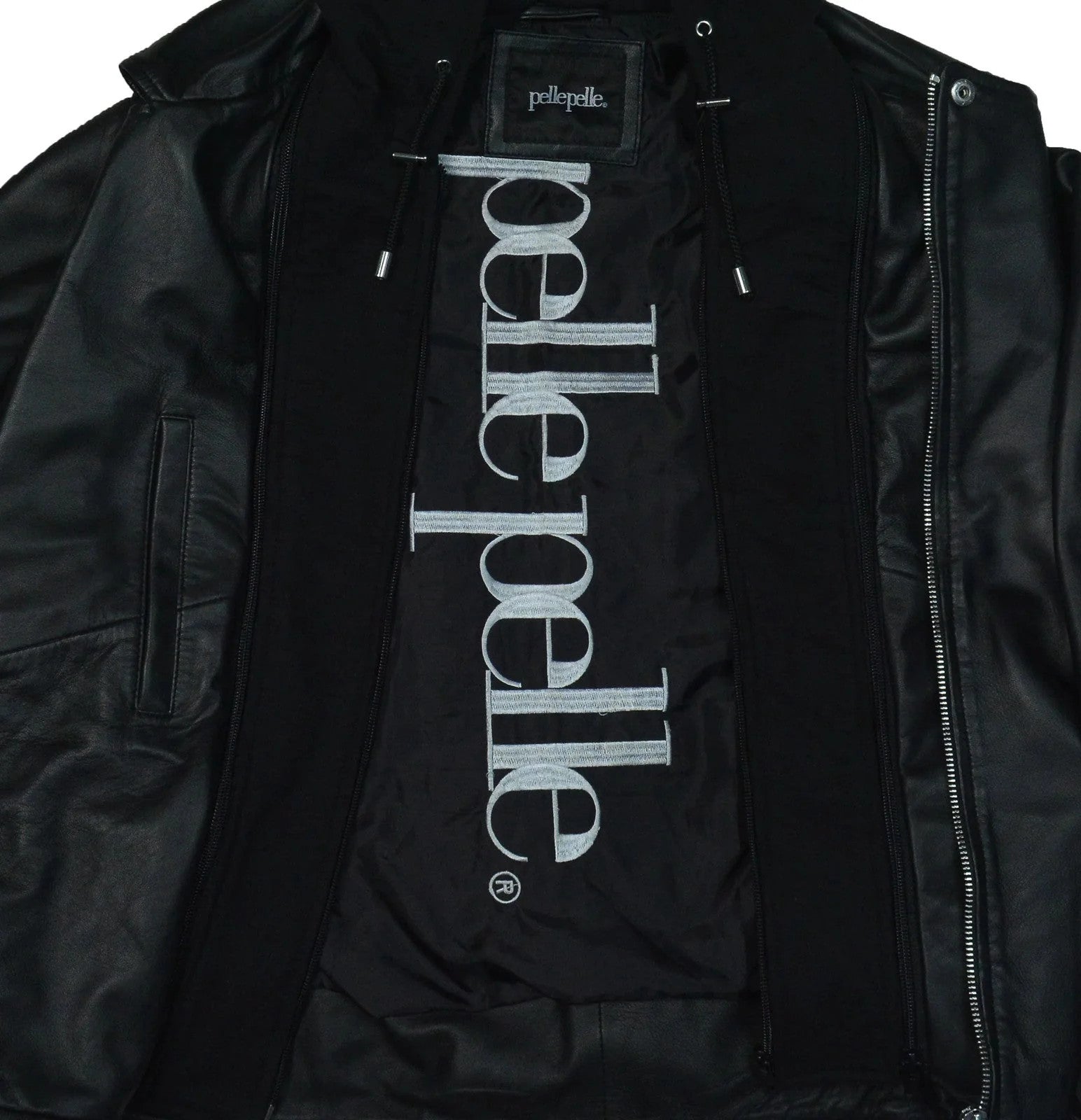 Women's Leather Motorcycle Jacket with Hoodie