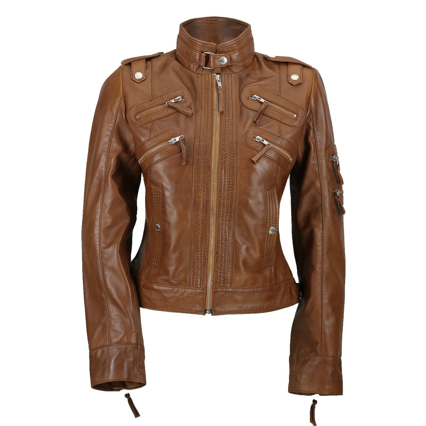 Moto Belle Womens Leather Jacket, Slim Fit, Soft Zip
