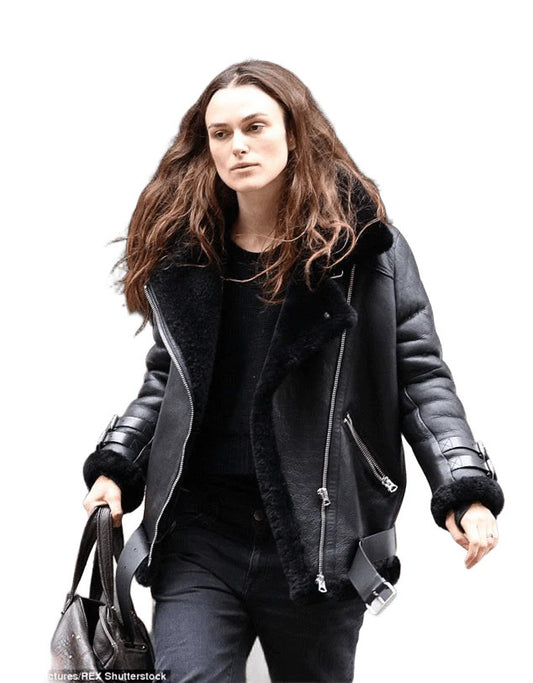 Knightly Noire Womens B3 Shearling Aviator Jacket, Vintage Flight Elegance