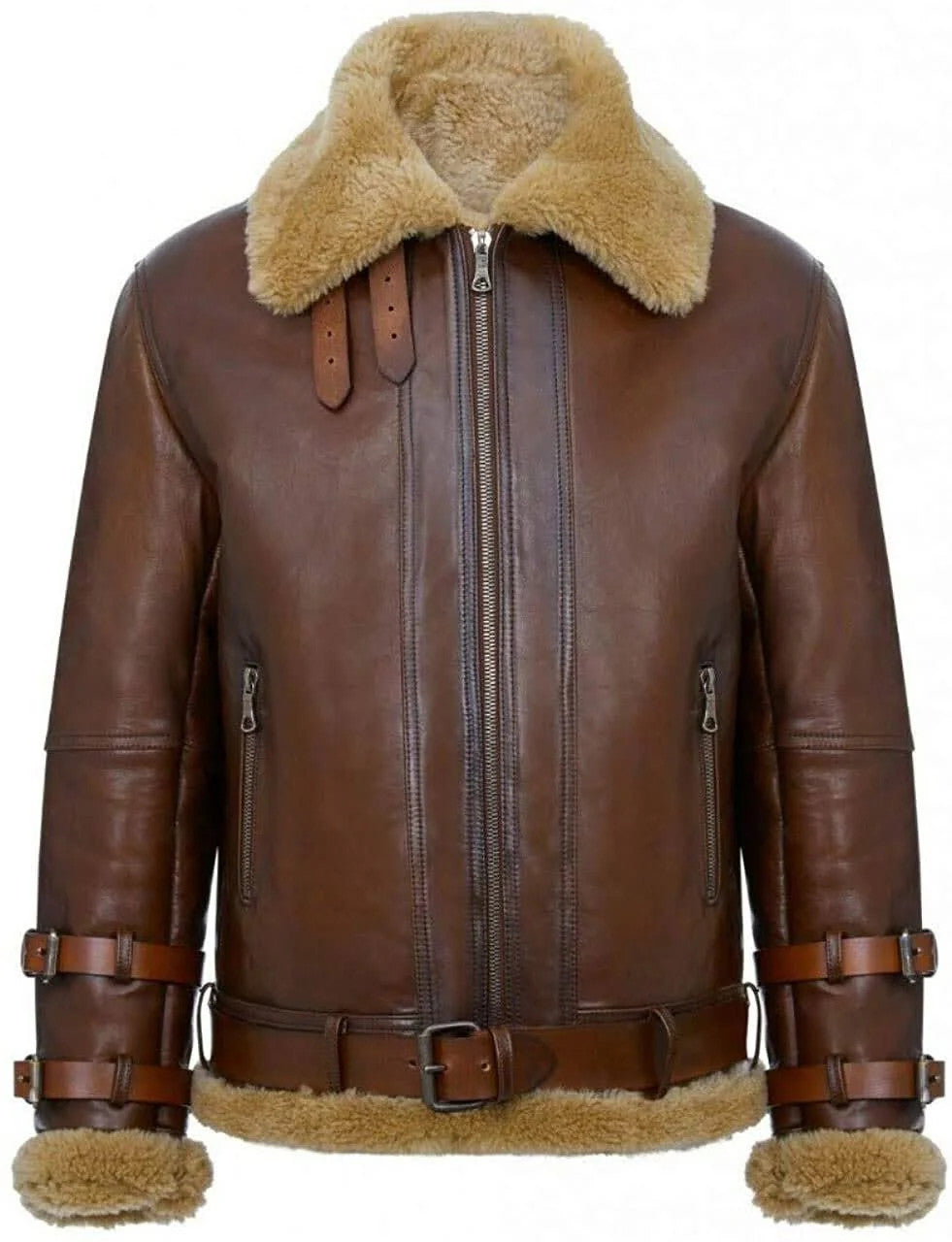 Buckle Up Bravely Classic Leather Aviator Shearling in Burnished Brown