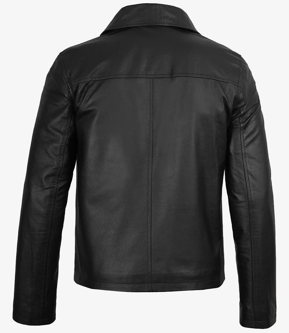 Kingsway Harrington Leather Jacket for Men, Rugged Black Leather Edge
