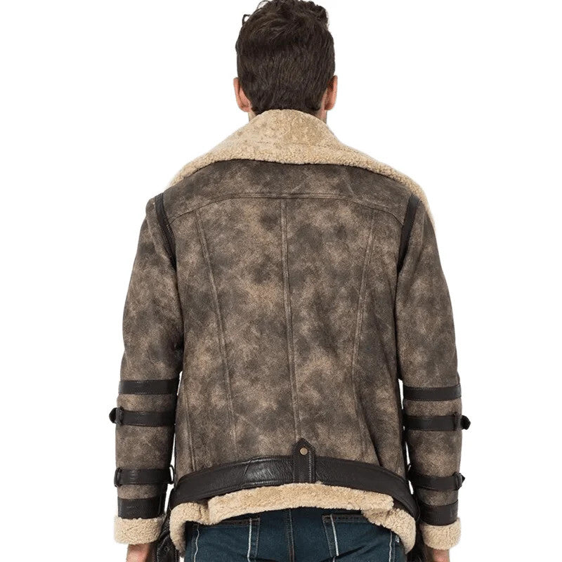 Airborne Valor Sheepskin B3 Bomber Leather Jacket for Men, Pilot-Inspired