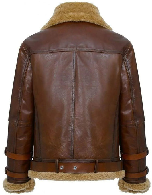 Buckle Up Bravely Classic Leather Aviator Shearling in Burnished Brown